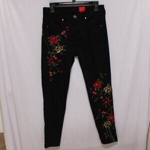 V Cristina Black Floral Embroidered Jeans